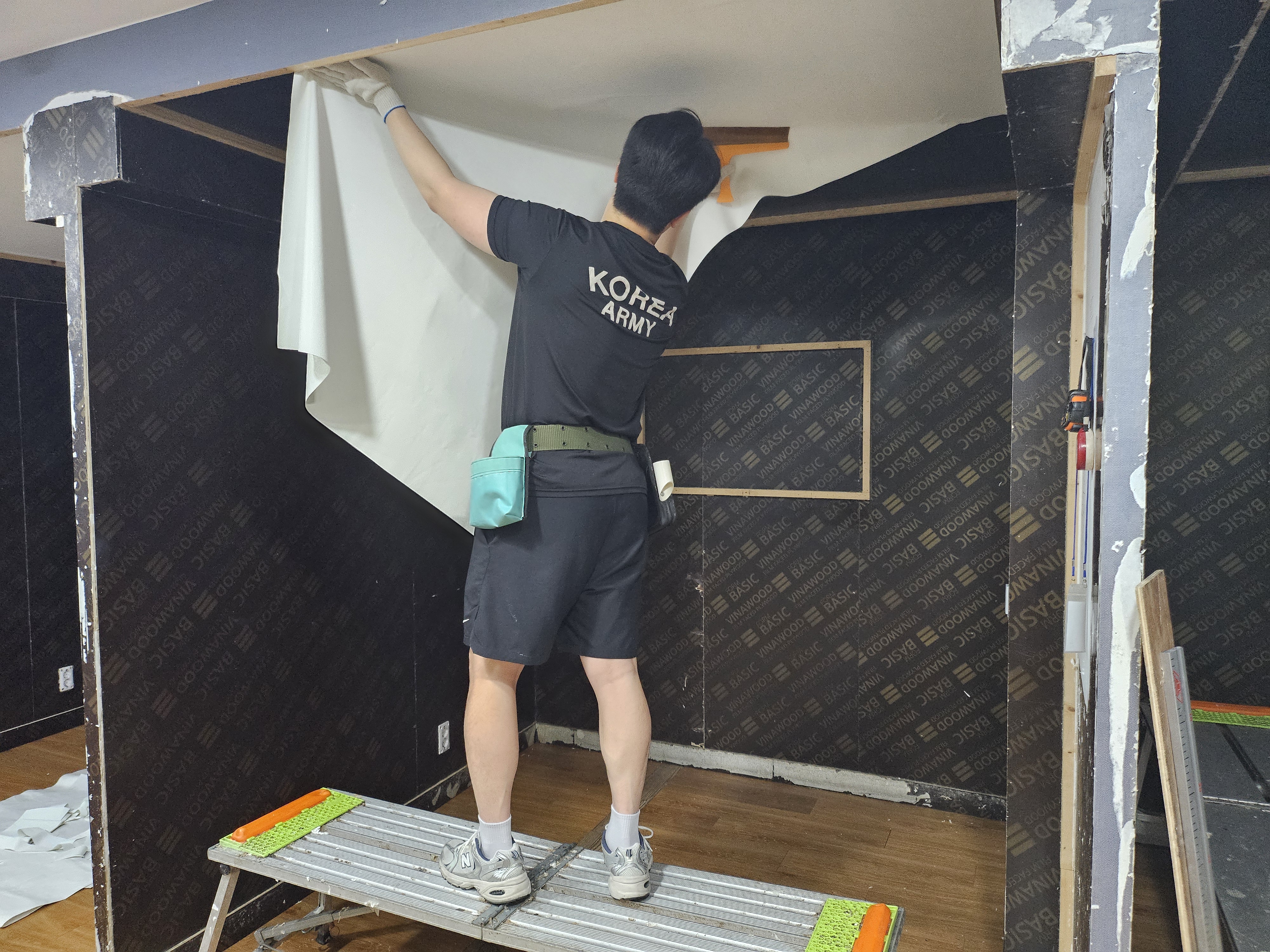 실크천정 도배시공 연습